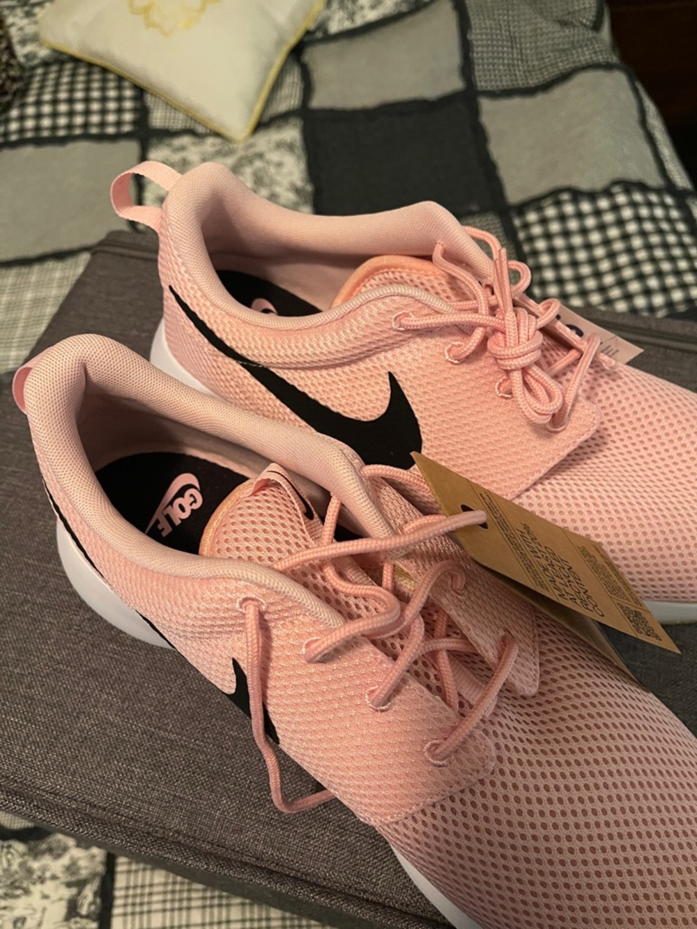 Nike Golf Pink Mesh Lace-Up Men’s Sneakers with Black Swoosh